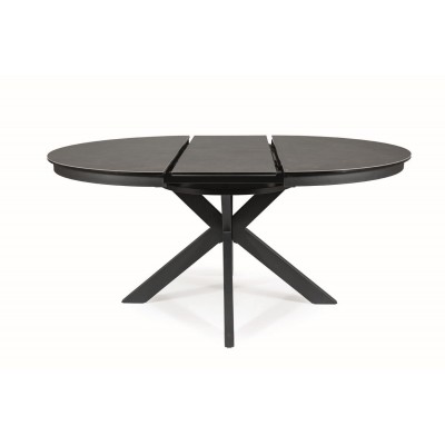 Стол обеденный SIGNAL PORTO Ceramic темно-серый мрамор/черный мат 120-160/120